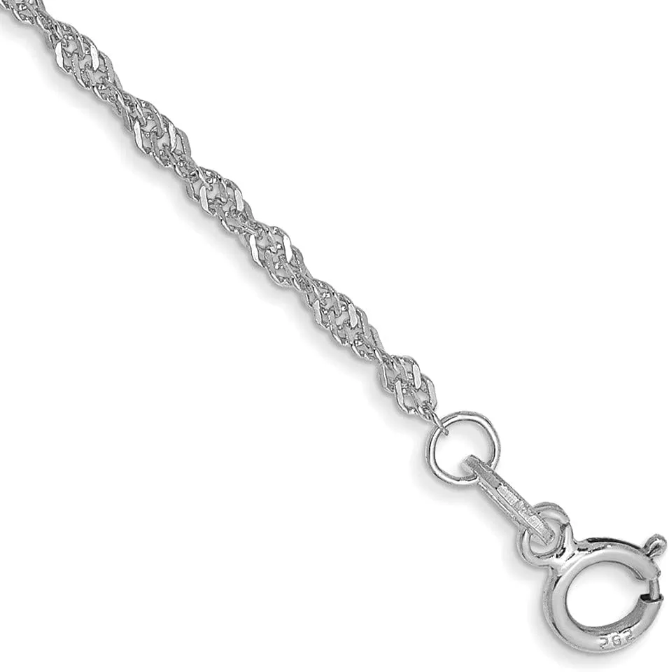 Real 14k White Gold 1.4mm Singapore Chain Necklace