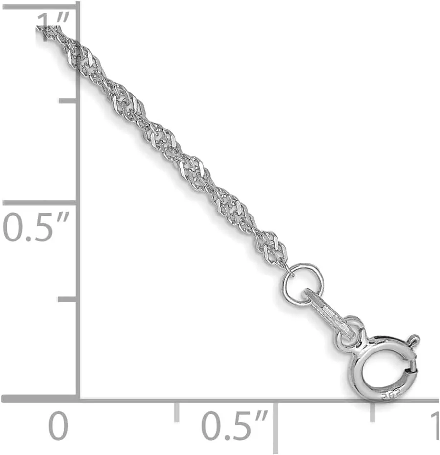 Real 14k White Gold 1.4mm Singapore Chain Necklace