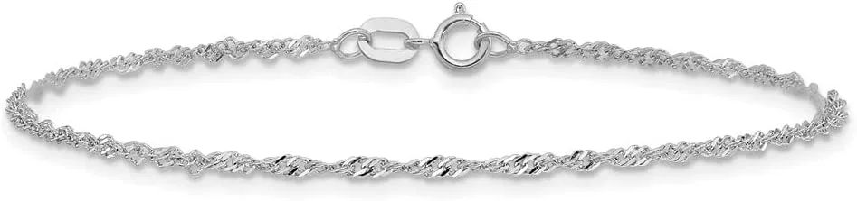 Real 14k White Gold 1.4mm Singapore Chain Necklace