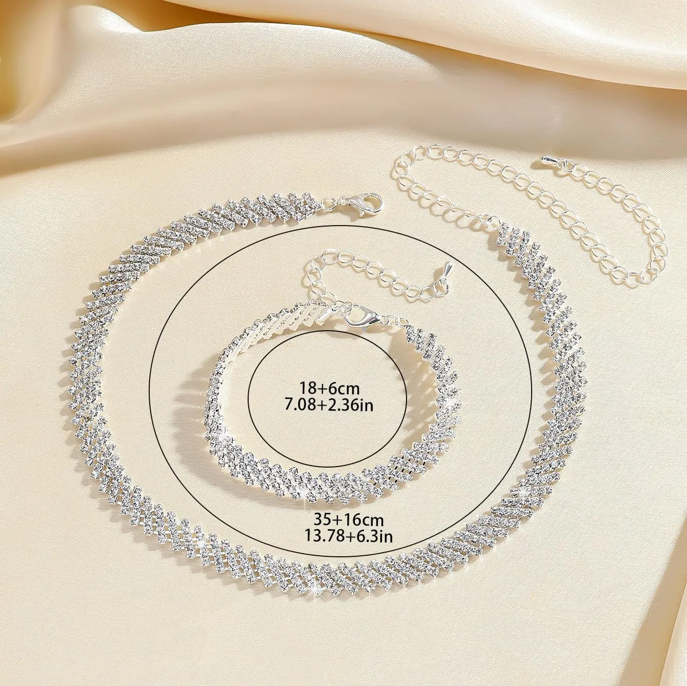 Rhinestone Choker Necklaces for Women Silver Diamond Choker and Earring Prom Jewelry Set for Women Sliver choker Necklace Bridal Jewelry for Wedding Prom jewelry Gift