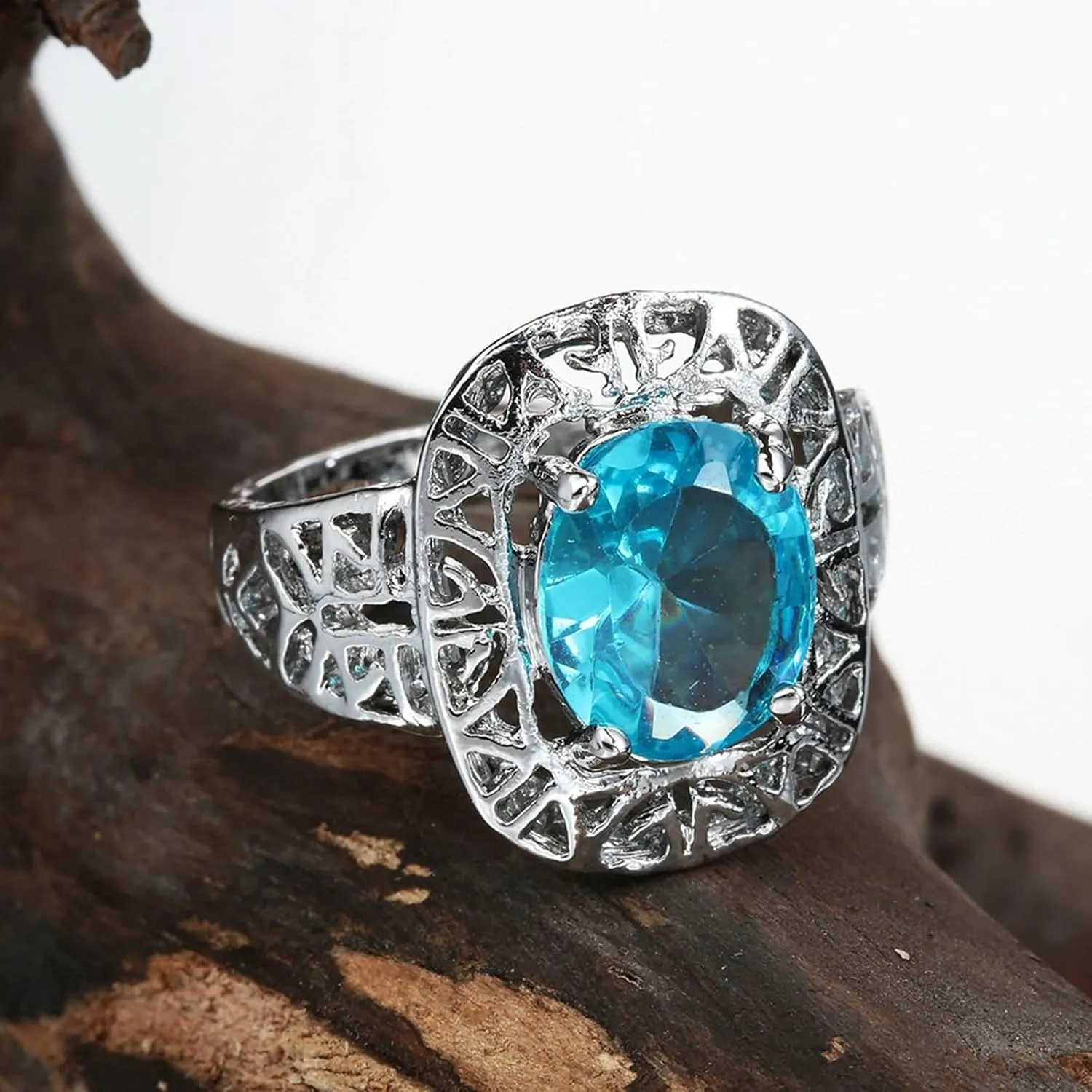 Rings Women Fashion, Ring Jewelry Wedding Four Prong Oval Inlaid Zircon Minimalist Jewelry for Women