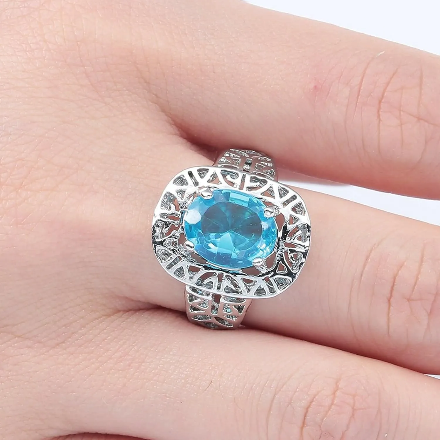 Rings Women Fashion, Ring Jewelry Wedding Four Prong Oval Inlaid Zircon Minimalist Jewelry for Women