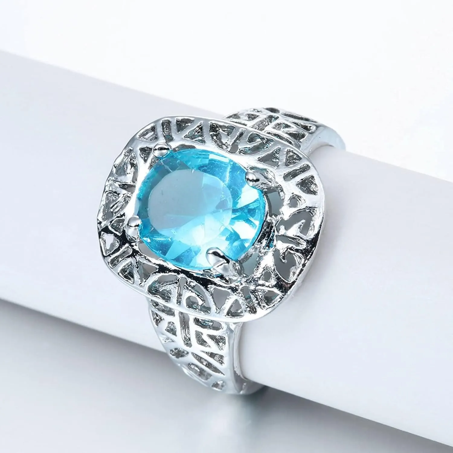 Rings Women Fashion, Ring Jewelry Wedding Four Prong Oval Inlaid Zircon Minimalist Jewelry for Women