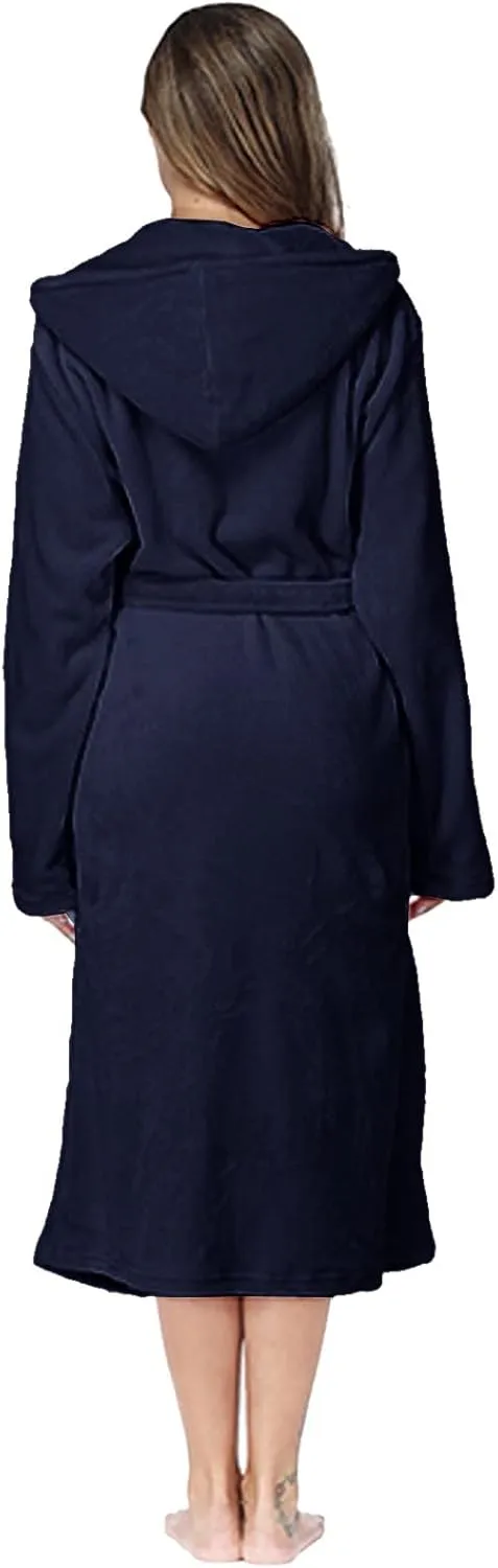 Robes For Women With Hood Long Terry Cloth Warm Bathrobe Plush Soft Lounge Kimono Lightweight Nightgown Sleepwear