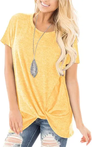 SAMPEEL Women's Casual Shirts Twist Knot Tunics Tops