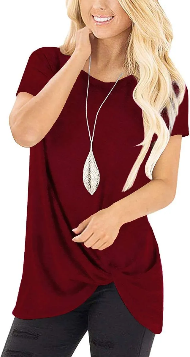 SAMPEEL Women's Casual Shirts Twist Knot Tunics Tops