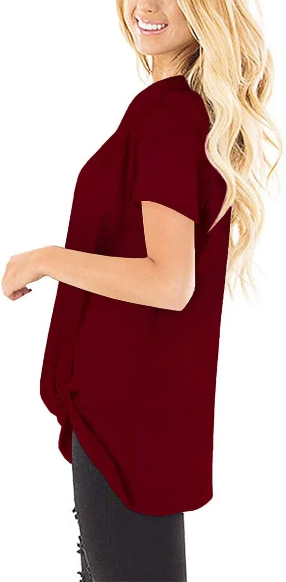 SAMPEEL Women's Casual Shirts Twist Knot Tunics Tops
