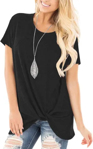 SAMPEEL Women's Casual Shirts Twist Knot Tunics Tops