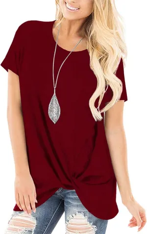 SAMPEEL Women's Casual Shirts Twist Knot Tunics Tops