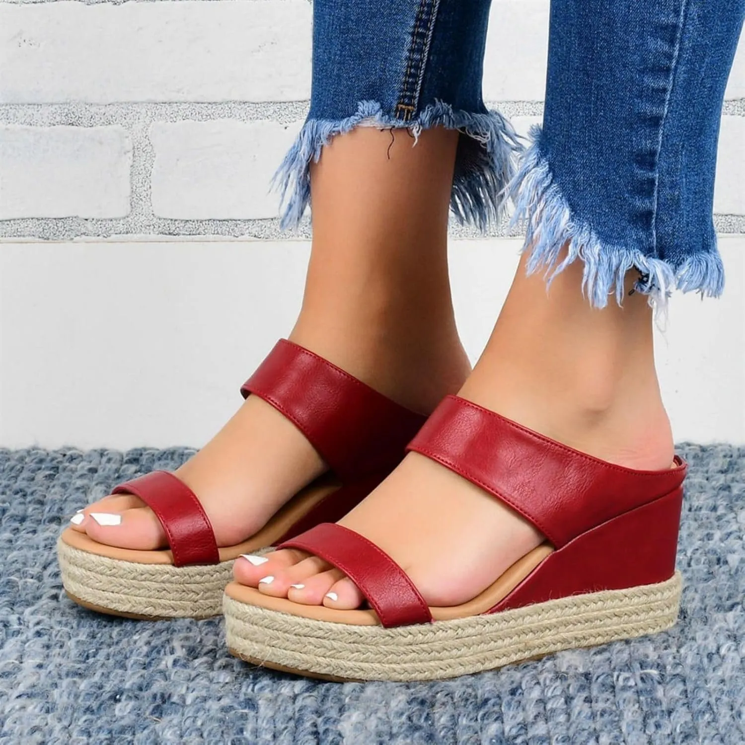 Sandals for Women Platform Wedge Open Toe Low Heel Beach Flats Ankle Chelsea Dress Shoes Orthopedic Casual Summer Dressy Wedges Buckle Strap Leather Espadrilles Heels Sandal Strappy Slip on