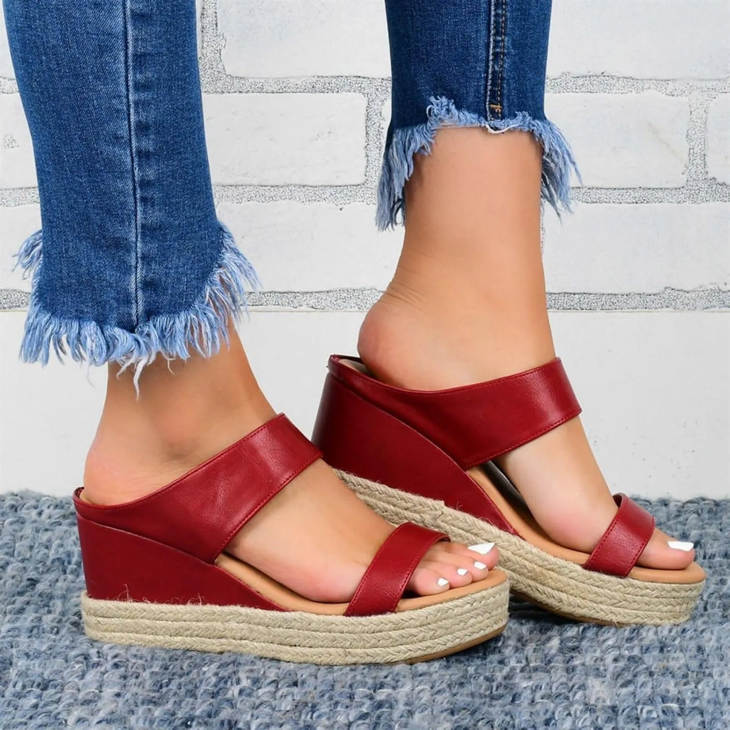 Sandals for Women Platform Wedge Open Toe Low Heel Beach Flats Ankle Chelsea Dress Shoes Orthopedic Casual Summer Dressy Wedges Buckle Strap Leather Espadrilles Heels Sandal Strappy Slip on