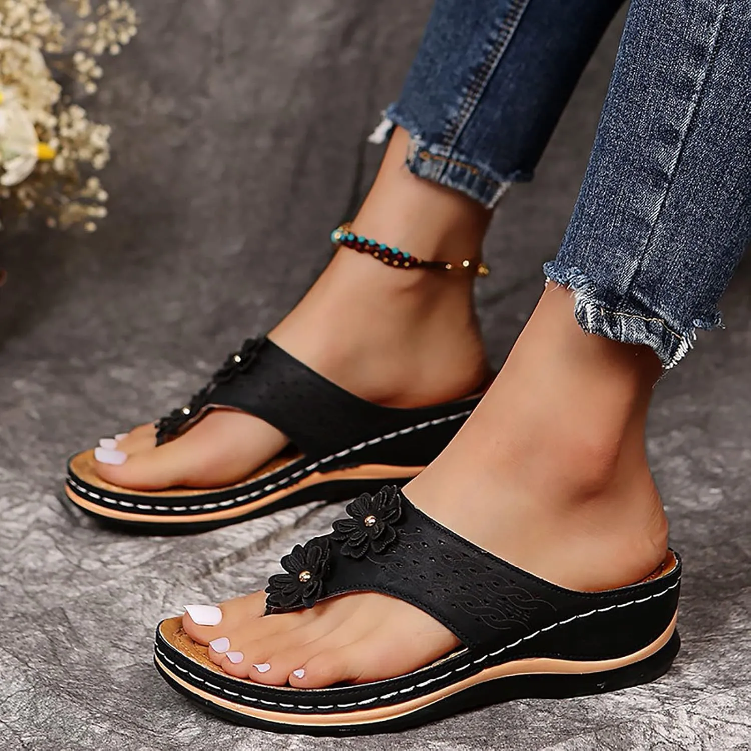 SBGMoSJ Running Recovery Sandals Women's Orthopedic Platform Sneakers Women's Sandals Wide Width Platform Wedge Sandals Plantar Fasciitis Shoes for Women Womens Block Heel Sandals