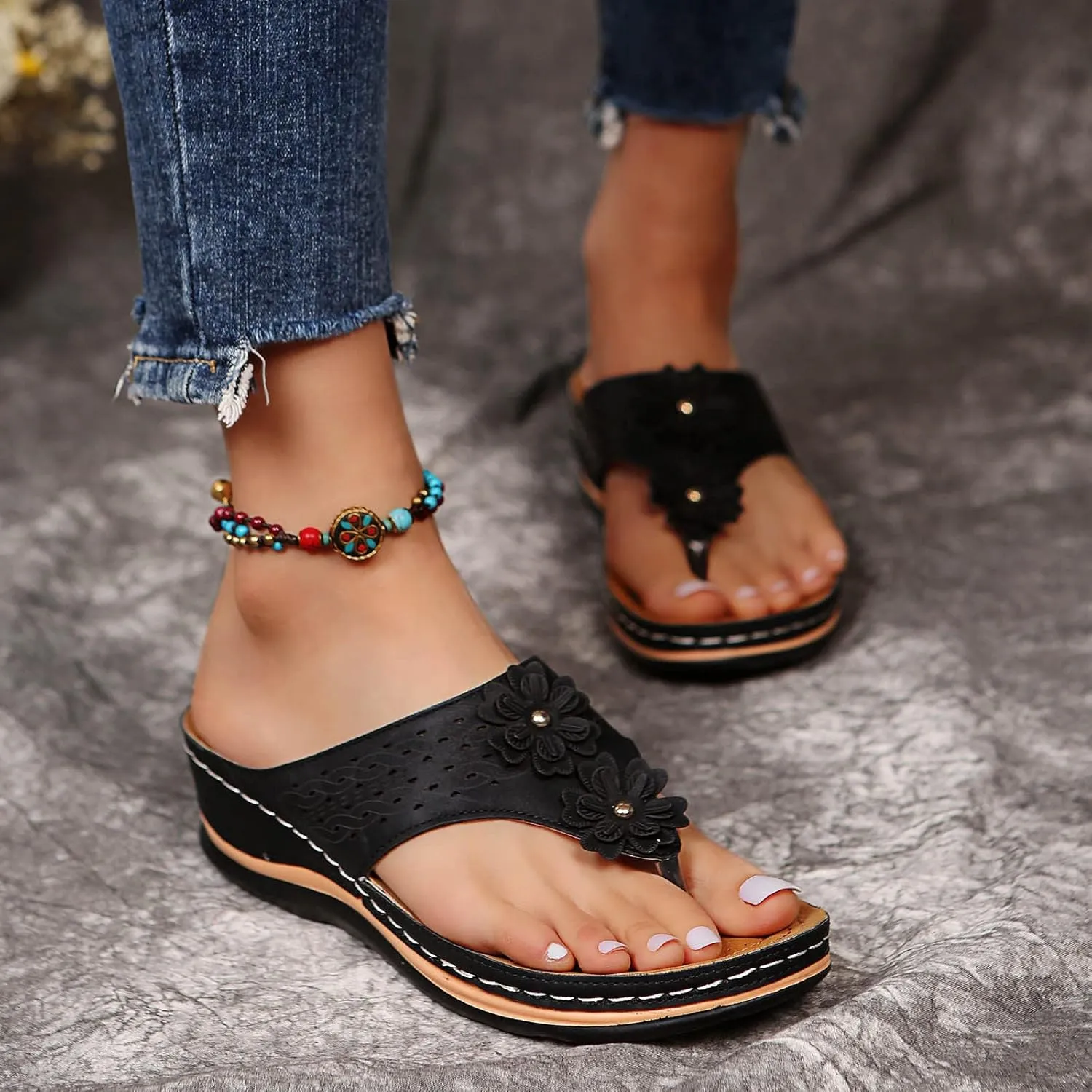 SBGMoSJ Running Recovery Sandals Women's Orthopedic Platform Sneakers Women's Sandals Wide Width Platform Wedge Sandals Plantar Fasciitis Shoes for Women Womens Block Heel Sandals