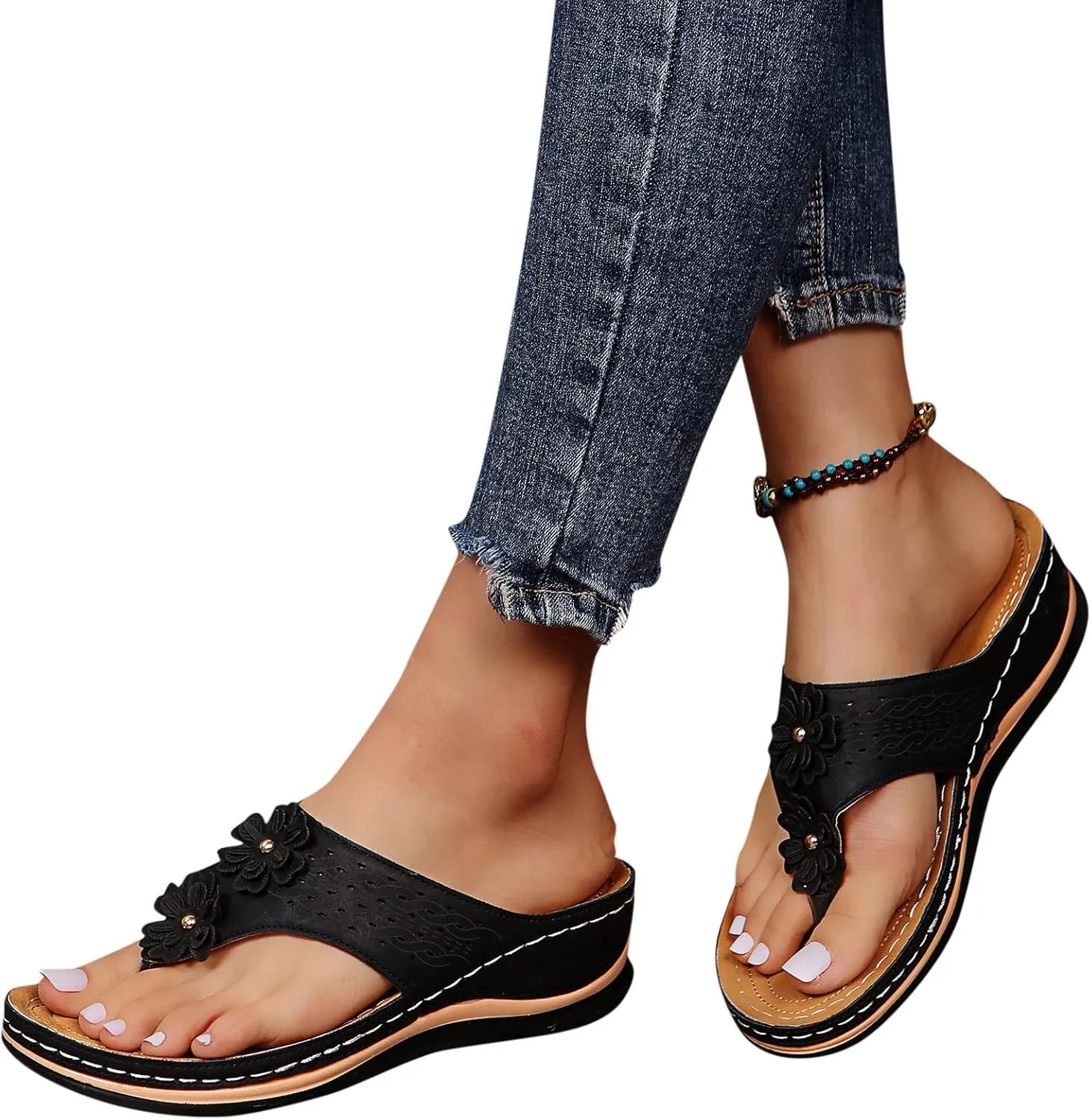 SBGMoSJ Running Recovery Sandals Women's Orthopedic Platform Sneakers Women's Sandals Wide Width Platform Wedge Sandals Plantar Fasciitis Shoes for Women Womens Block Heel Sandals