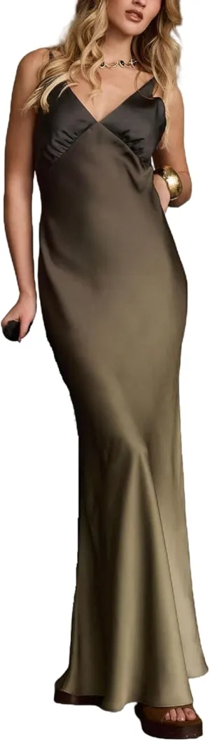 Seyumixi Womens Tie Dye Maxi Dress Y2k Gradient Spaghetti Strap Backless Slim Long Slip Dresses Summer Party Beach Dress