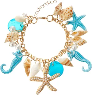 Shell Starfish Necklace Bracelet Conch Statement Chunky Necklace Mermaid Costume Jewelry Beach Jewelry for Women