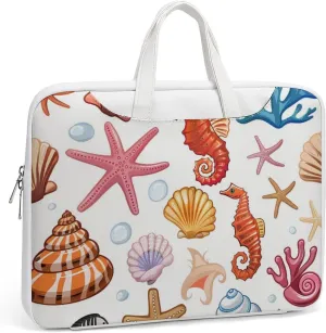 Shells, Corals, Starfish, Seahorses Laptop Tote Bag Waterproof Computer Carrying Case Business Office Briefcase