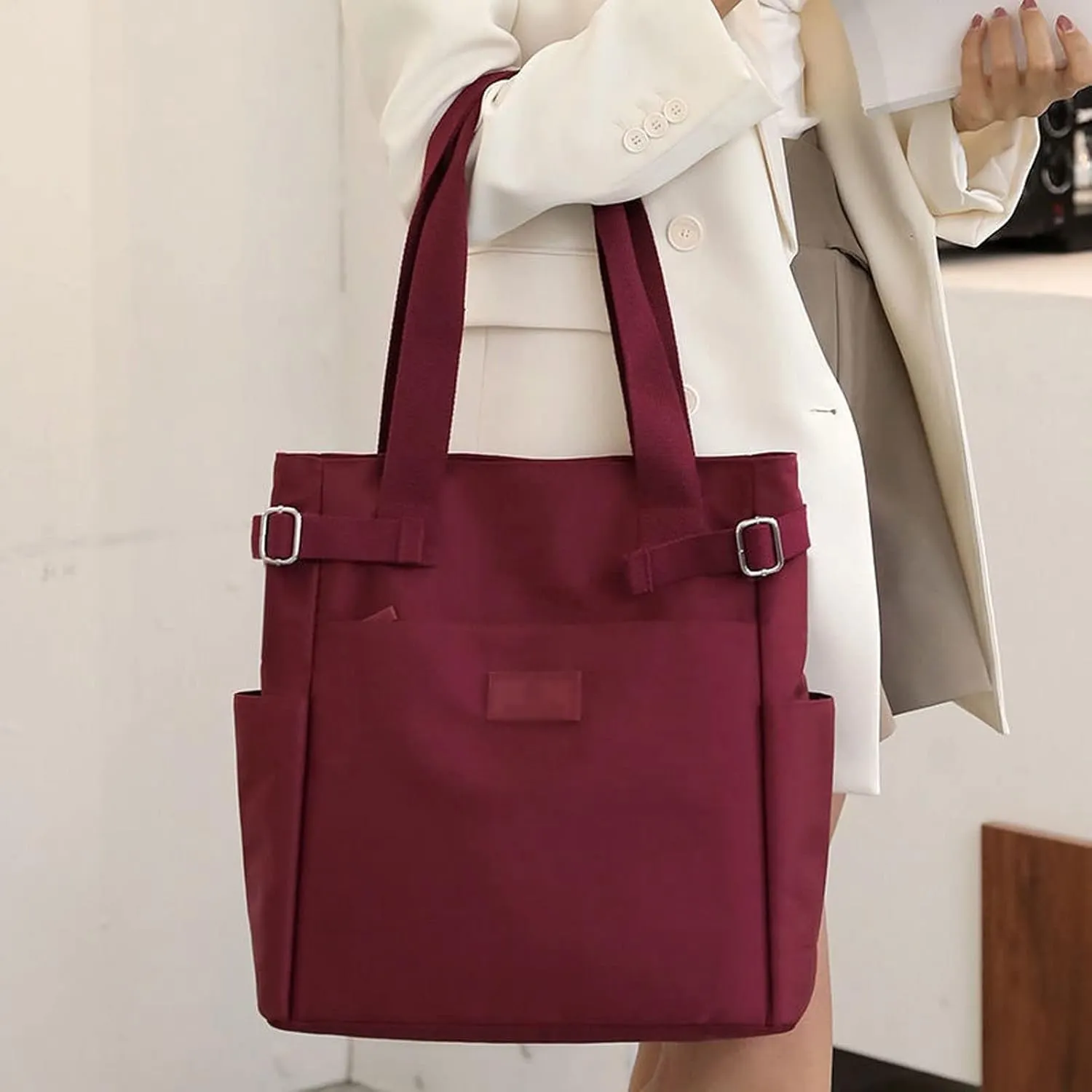 Shoulder bag Women's Canvas Bag Women's Shoulder Bag Cloth Bag Women's Large Capacity Casual Bag (Black)