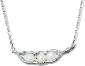 Silver Plated Three Pea in Pod Necklace Cute Jewelry Pearl Mother's Gift Everyday Friends Jewelry