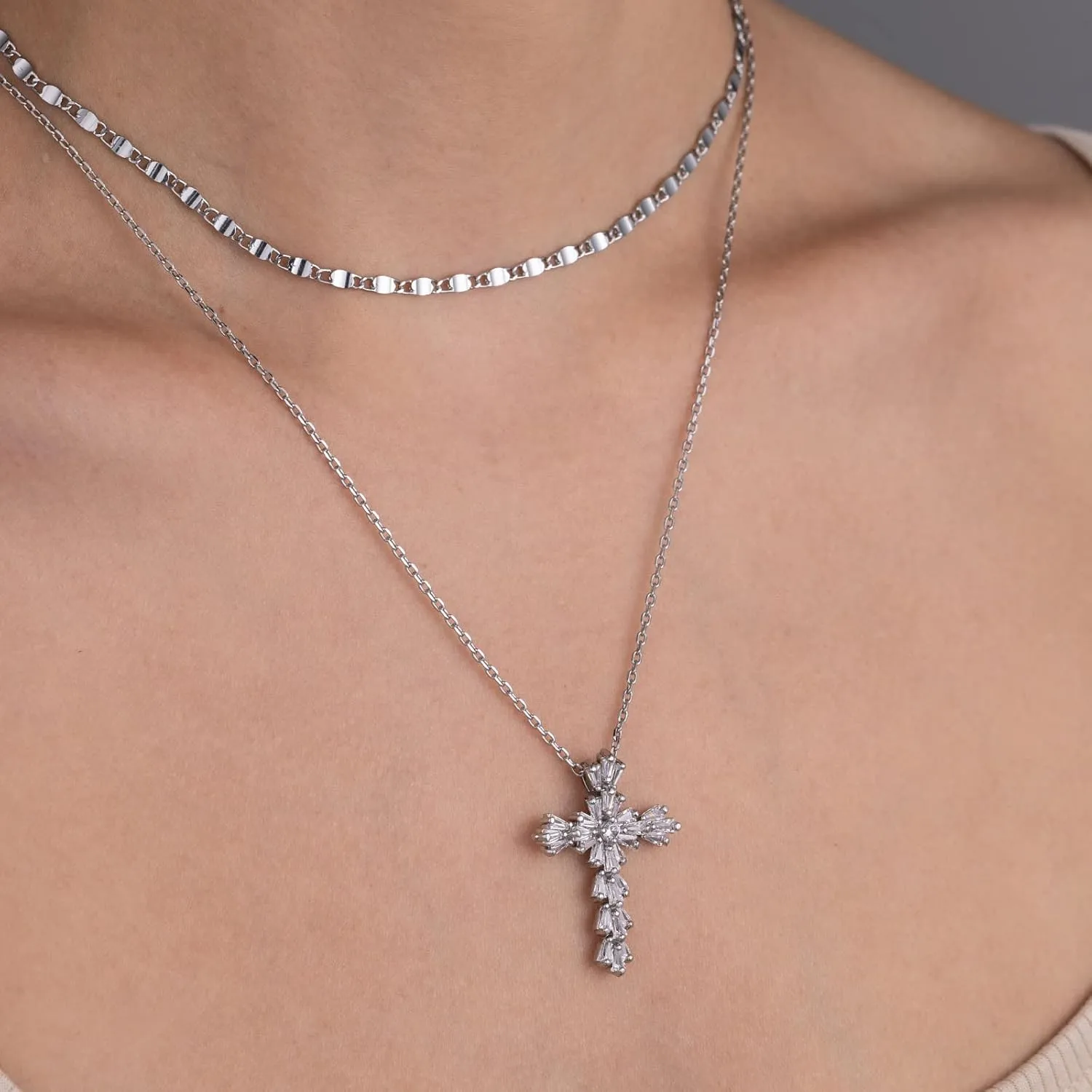 Silver/Gold Cross Necklace for Women, Silver Cross Necklace Women, Big Cross Necklace Women, Cross Necklace,Silver/Gold Necklace Cross Women, Cross Necklace for Women