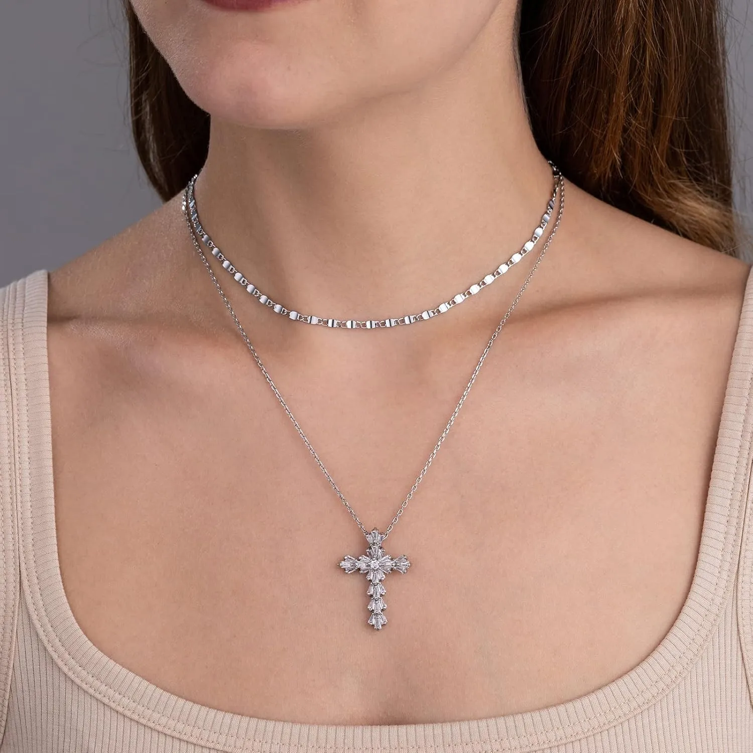 Silver/Gold Cross Necklace for Women, Silver Cross Necklace Women, Big Cross Necklace Women, Cross Necklace,Silver/Gold Necklace Cross Women, Cross Necklace for Women