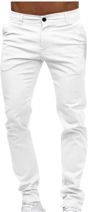 Slim Fit Stright Pants for Men Dress Flat-Front Stretch Chino Pants Casual Full Length Golf Travel Slacks