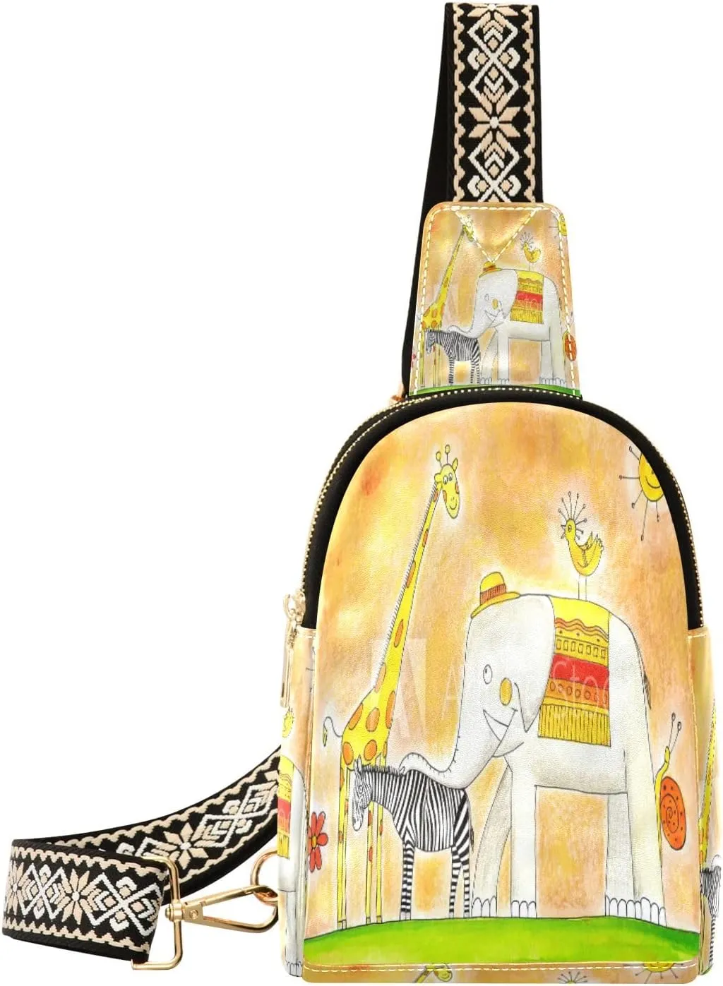 Small Sling Bag Waist Packs Leather Crossbody Packs Chest Bag Animals for Women Travel Belt Purse