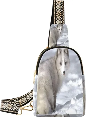 Small Sling Bag Waist Packs Leather Crossbody Packs Chest Bag Arctic Fox for Women Travel Belt Purse