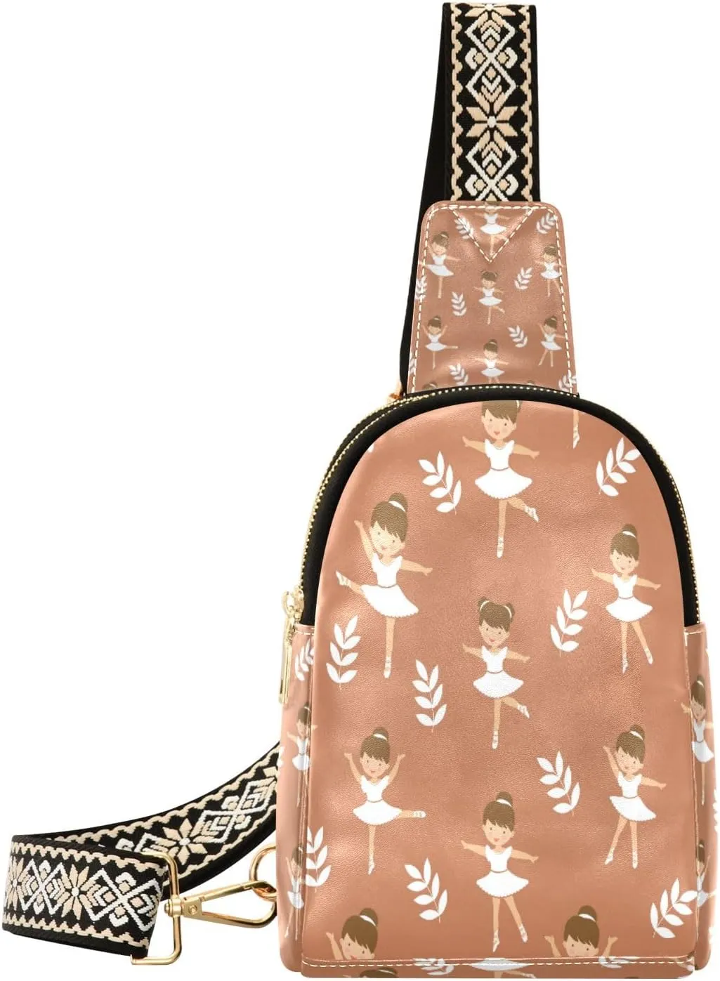 Small Sling Bag Waist Packs Leather Crossbody Packs Chest Bag Cute Little Ballerina Girls Dancing for Women Travel Belt Purse
