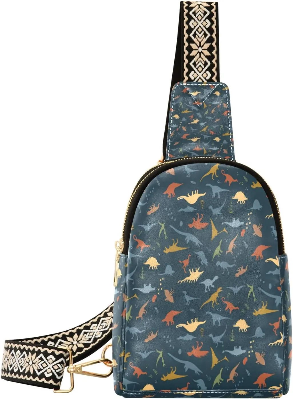 Small Sling Bag Waist Packs Leather Crossbody Packs Chest Bag Dinosaur for Women Travel Belt Purse