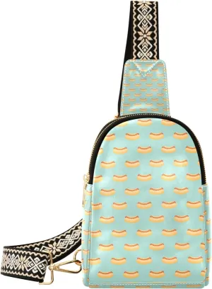Small Sling Bag Waist Packs Leather Crossbody Packs Chest Bag Hot Dog for Women Travel Belt Purse