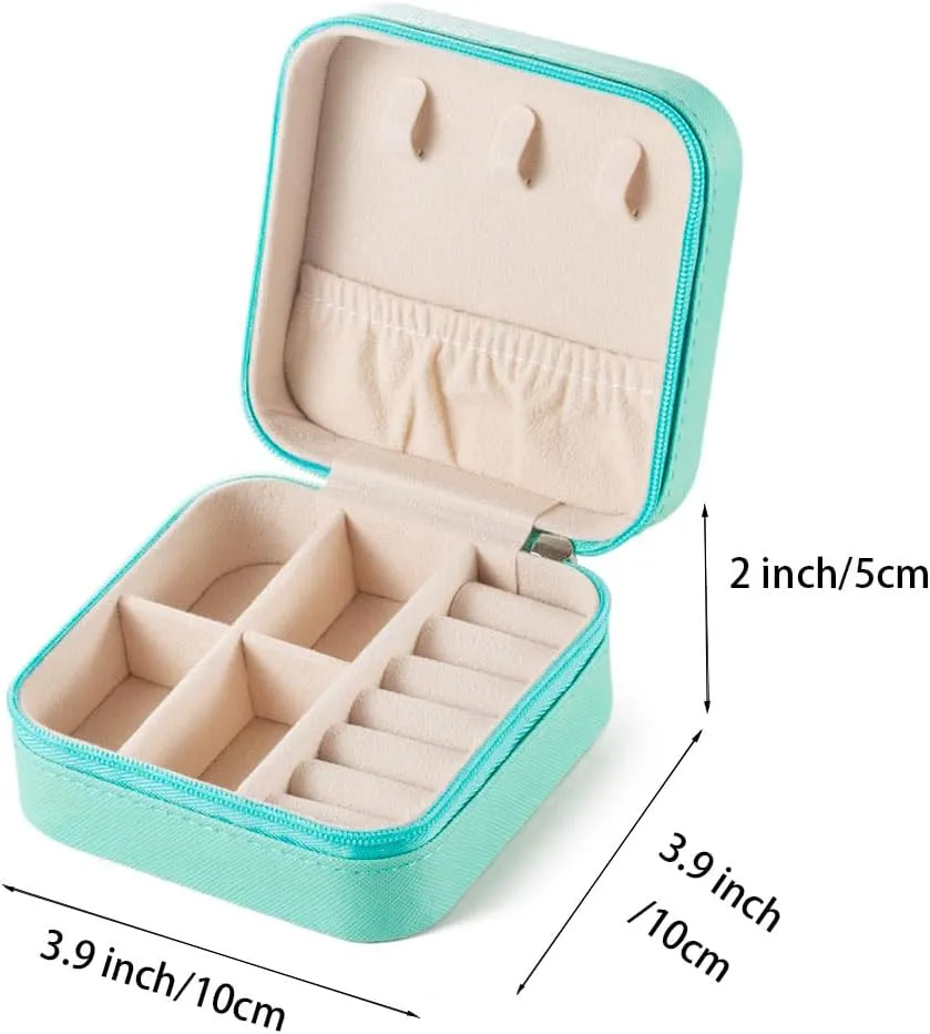 Small Travel Jewelry Case, To Go Portable Jewelry Box, Travel Jewelry Organizer,Portable Jewellery Storage Holder for Rings Earrings Necklace, Gifts for Girls Women -Blue