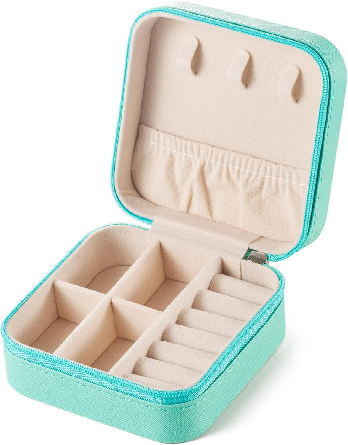 Small Travel Jewelry Case, To Go Portable Jewelry Box, Travel Jewelry Organizer,Portable Jewellery Storage Holder for Rings Earrings Necklace, Gifts for Girls Women -Blue