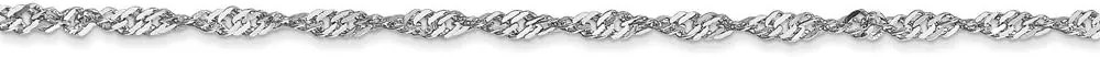 Solid 14K White Gold 1.6mm Singapore Chain Necklace - with Secure Lobster Lock Clasp