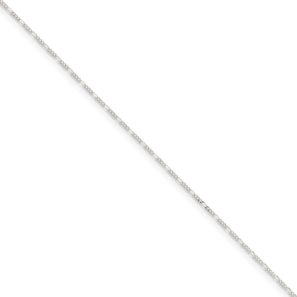 Solid 925 Sterling Silver 1.4mm Figaro Chain Necklace