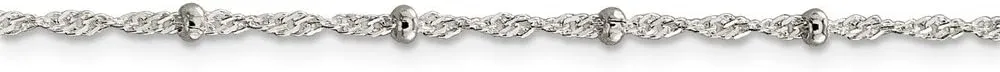 Solid 925 Sterling Silver 2.50mm Singapore Beads Chain Necklace