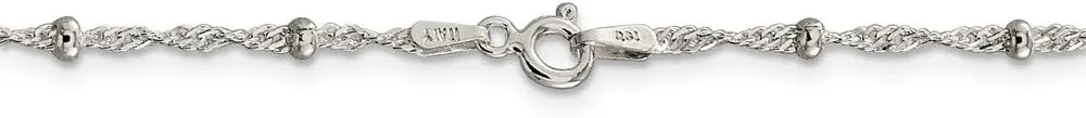 Solid 925 Sterling Silver 2.50mm Singapore Beads Chain Necklace