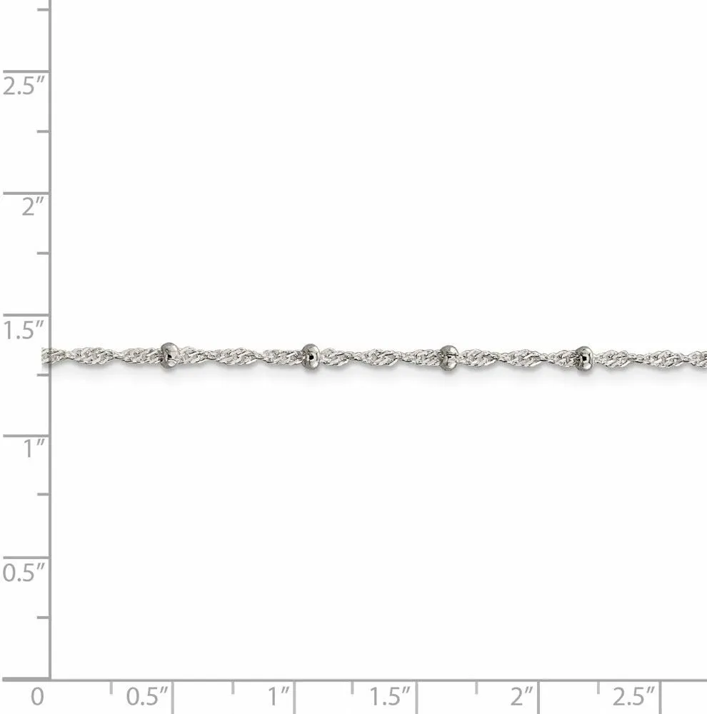 Solid 925 Sterling Silver 2.50mm Singapore Beads Chain Necklace