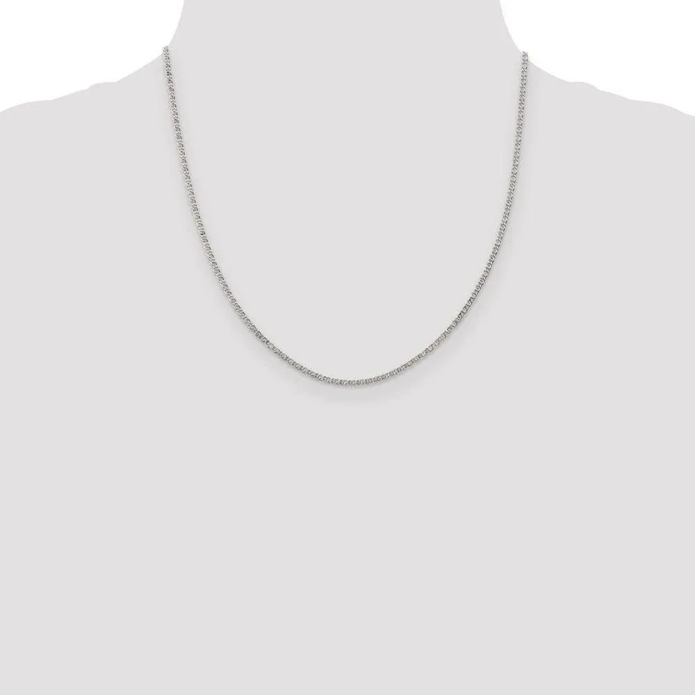 Solid 925 Sterling Silver 2mm Unique Anchor Pendant Chain Necklace