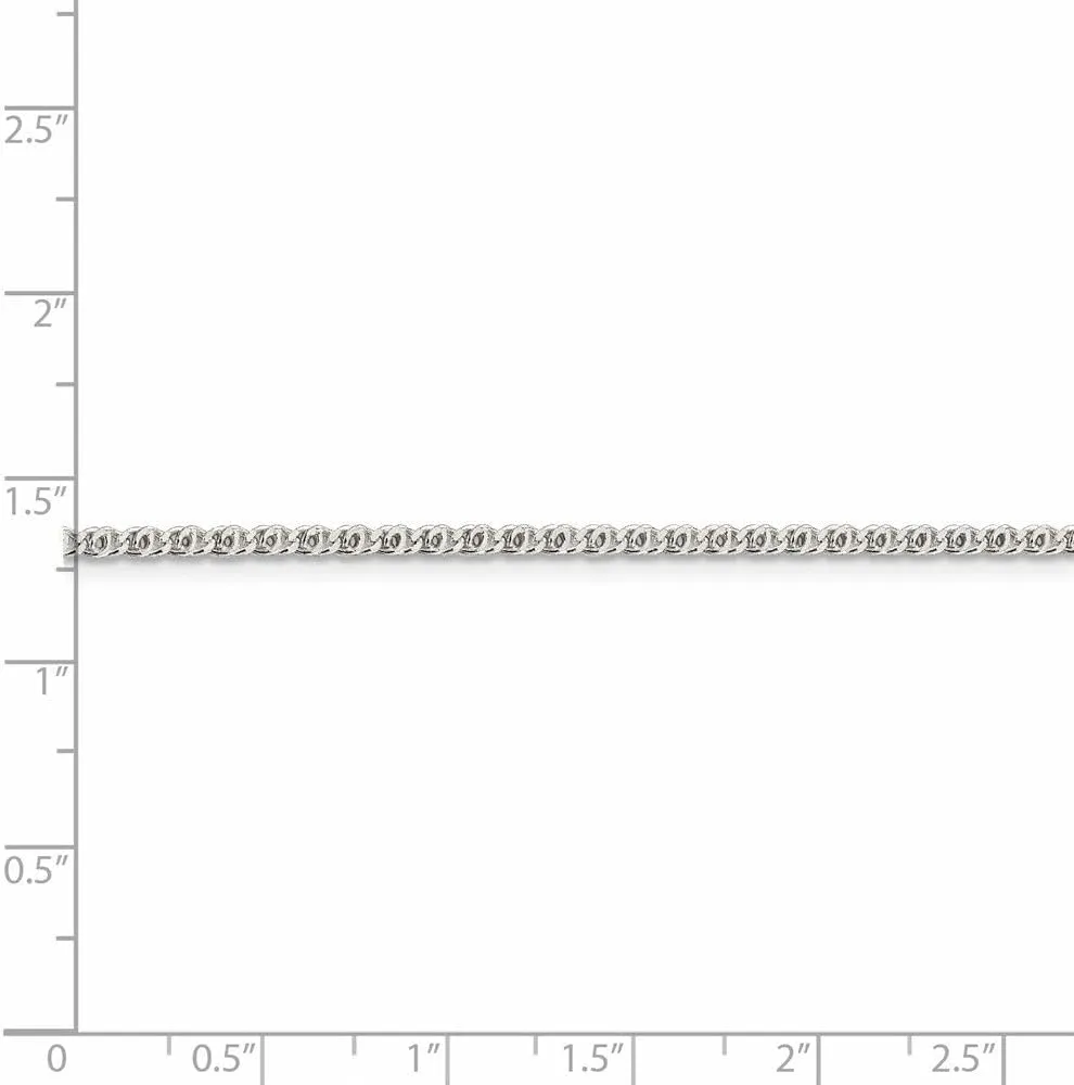 Solid 925 Sterling Silver 2mm Unique Anchor Pendant Chain Necklace