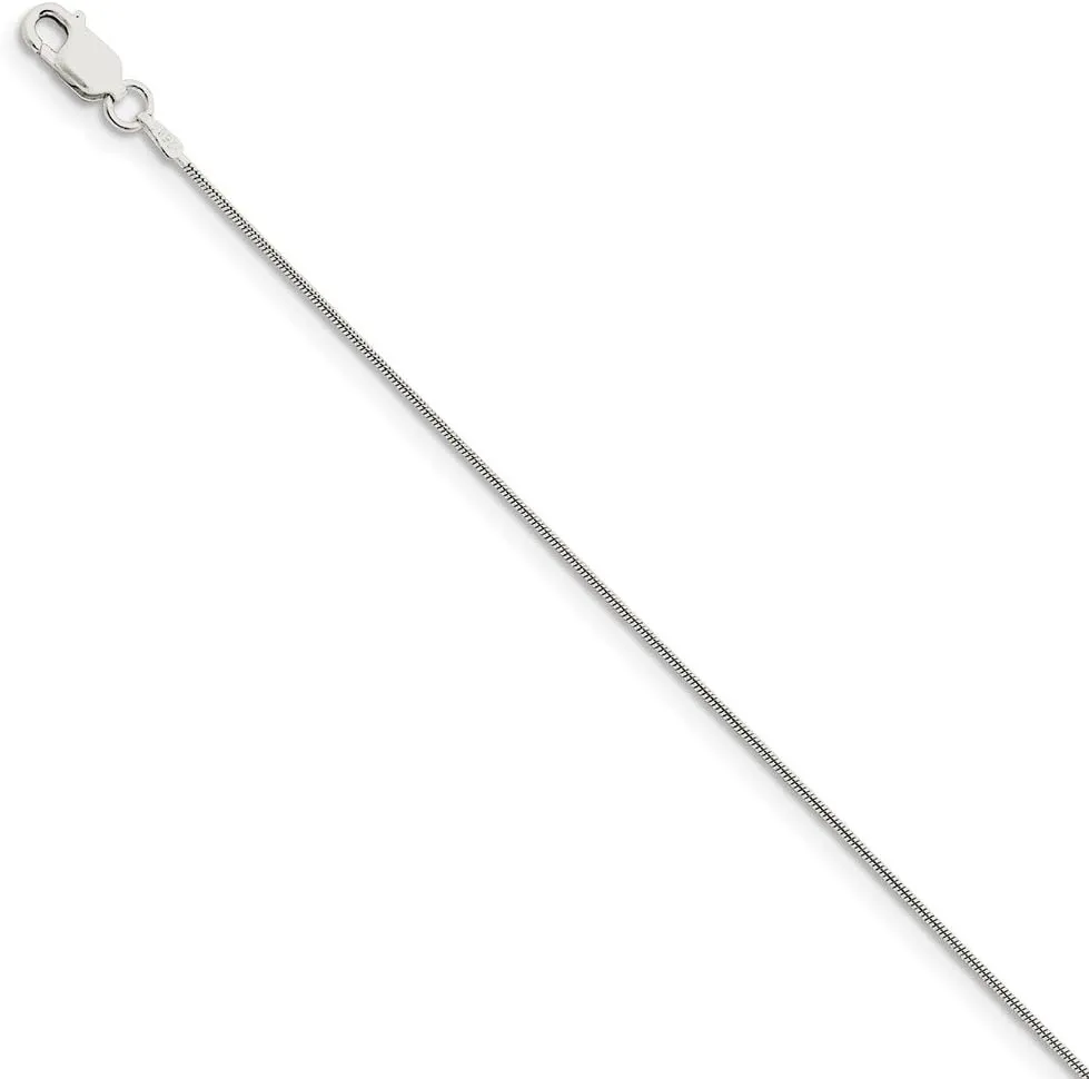 Solid 925 Sterling Silver .8mm Round Snake Chain Necklace - with Secure Lobster Lock Clasp