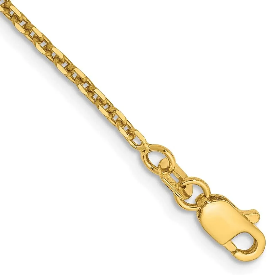 Sonia Jewels 14k Yellow Gold 1.65mm Real Diamond-Cut Cable Chain Necklace - with Secure Lobster Lock Clasp
