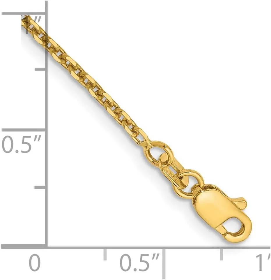 Sonia Jewels 14k Yellow Gold 1.65mm Real Diamond-Cut Cable Chain Necklace - with Secure Lobster Lock Clasp