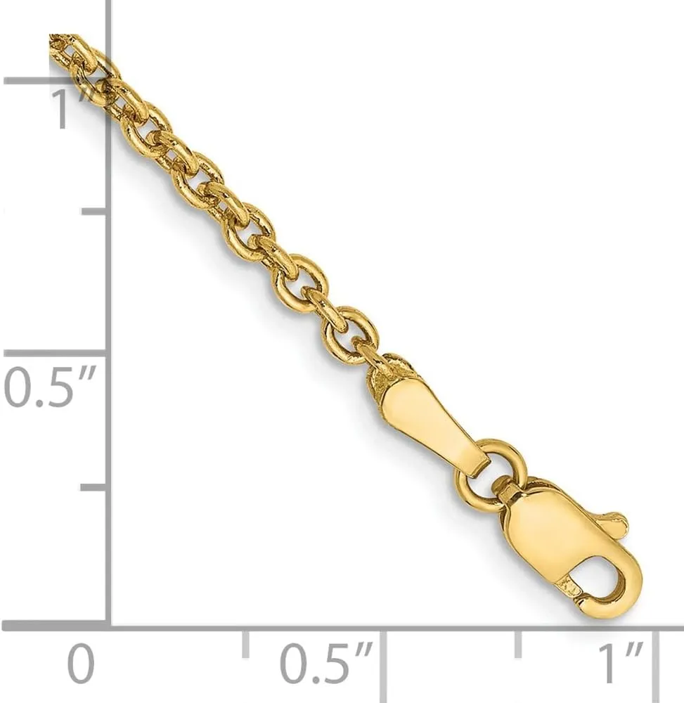 Sonia Jewels 14k Yellow Gold 2.2mm Real Cable Chain Necklace - with Secure Lobster Lock Clasp