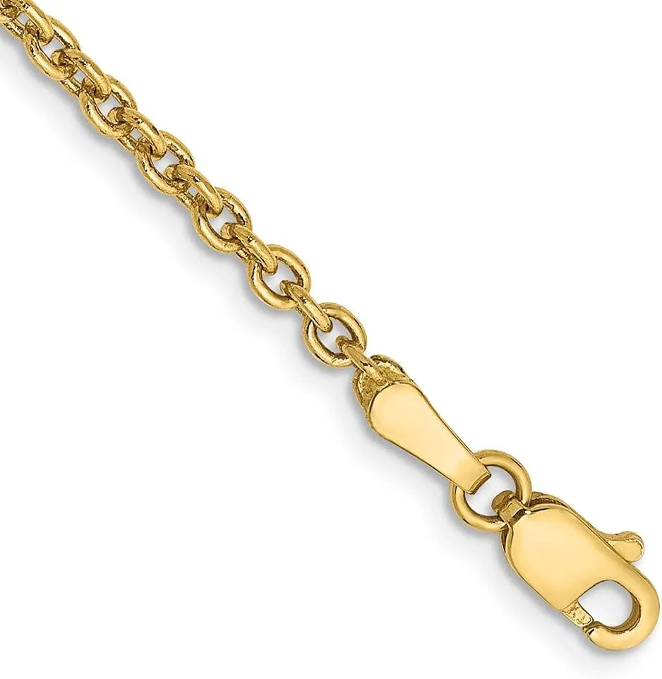 Sonia Jewels 14k Yellow Gold 2.2mm Real Cable Chain Necklace - with Secure Lobster Lock Clasp