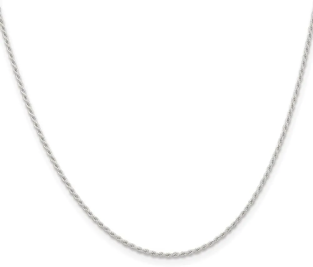 Sonia Jewels 925 Sterling Silver 1.3mm Real Rope Chain Necklace