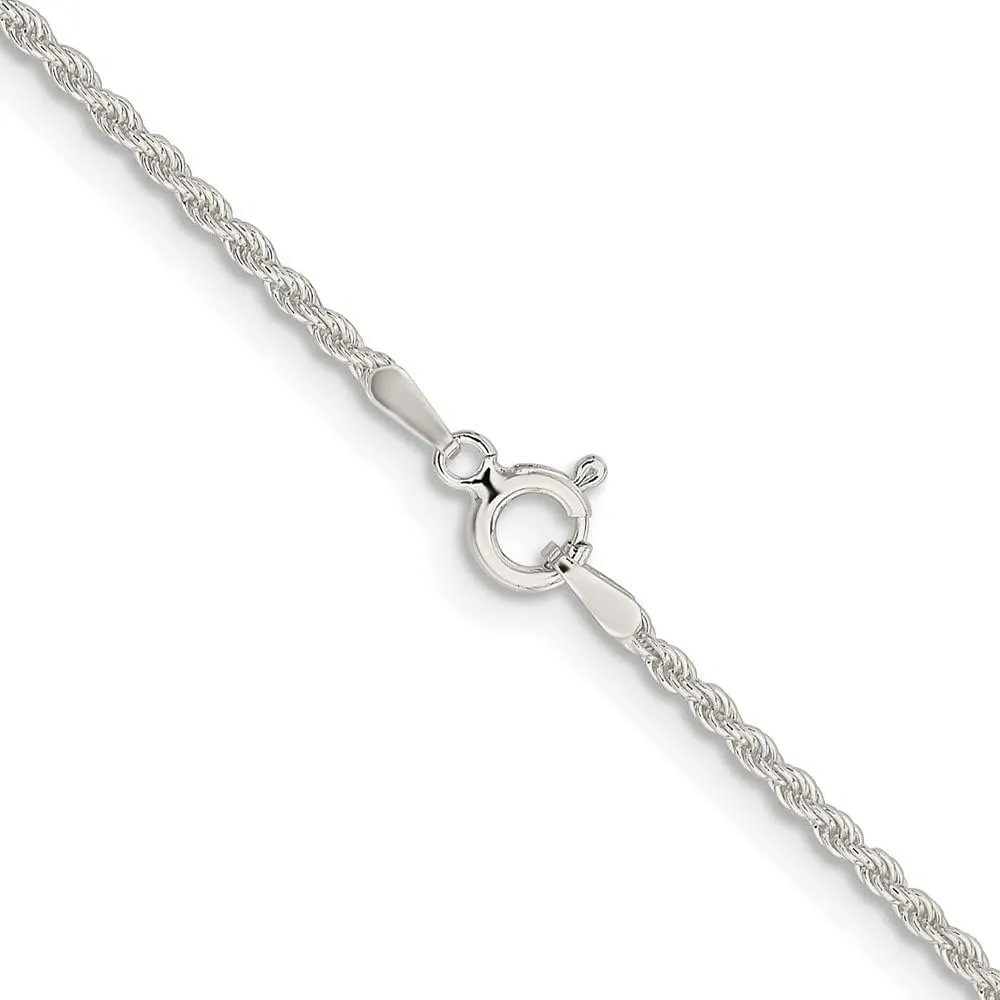 Sonia Jewels 925 Sterling Silver 1.8mm Real Rope Chain Necklace