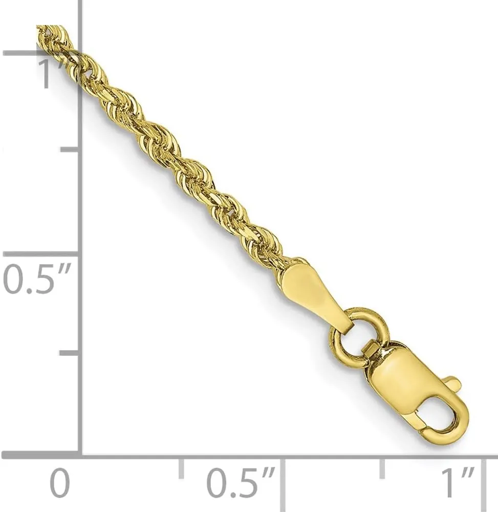 Sonia Jewels Real 10k Yellow Gold 2.00mm Diamond-Cut Quadruple Rope Chain Necklace - with Secure Lobster Lock Clasp
