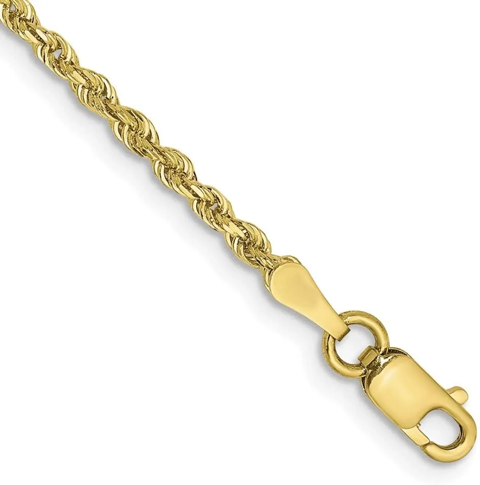 Sonia Jewels Real 10k Yellow Gold 2.00mm Diamond-Cut Quadruple Rope Chain Necklace - with Secure Lobster Lock Clasp
