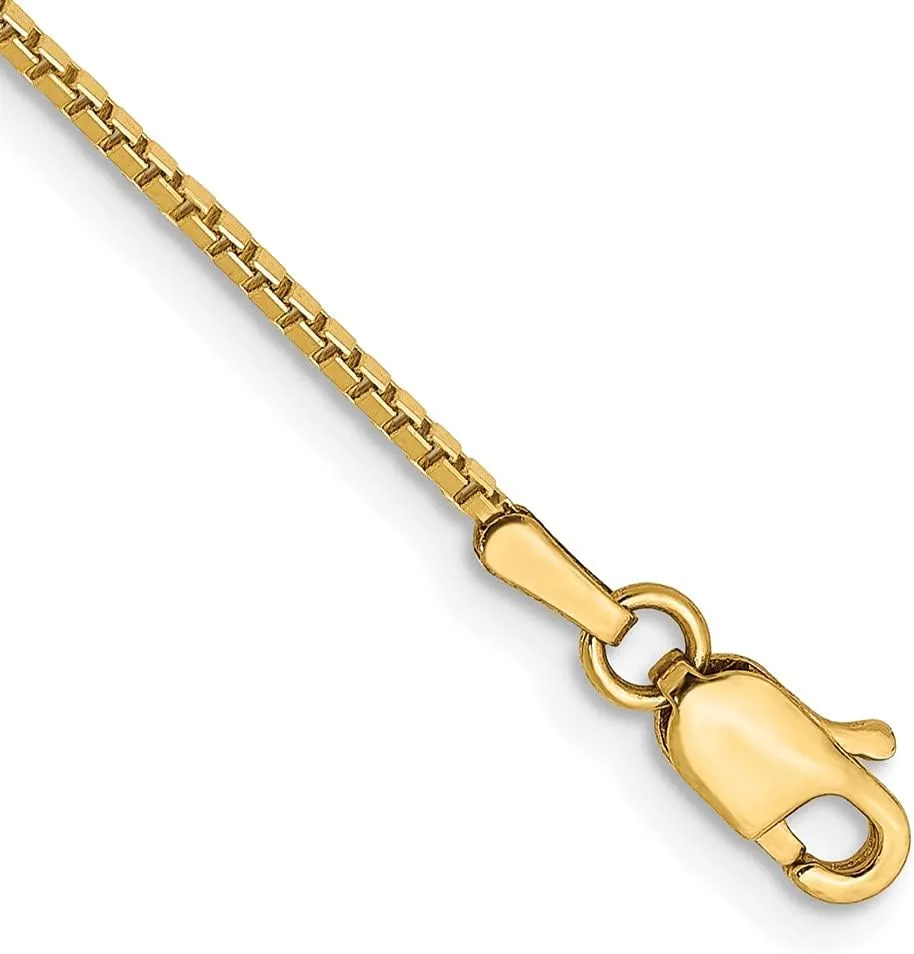 Sonia Jewels Real 14k Yellow Gold 1.05mm Box Chain Necklace - with Secure Lobster Lock Clasp